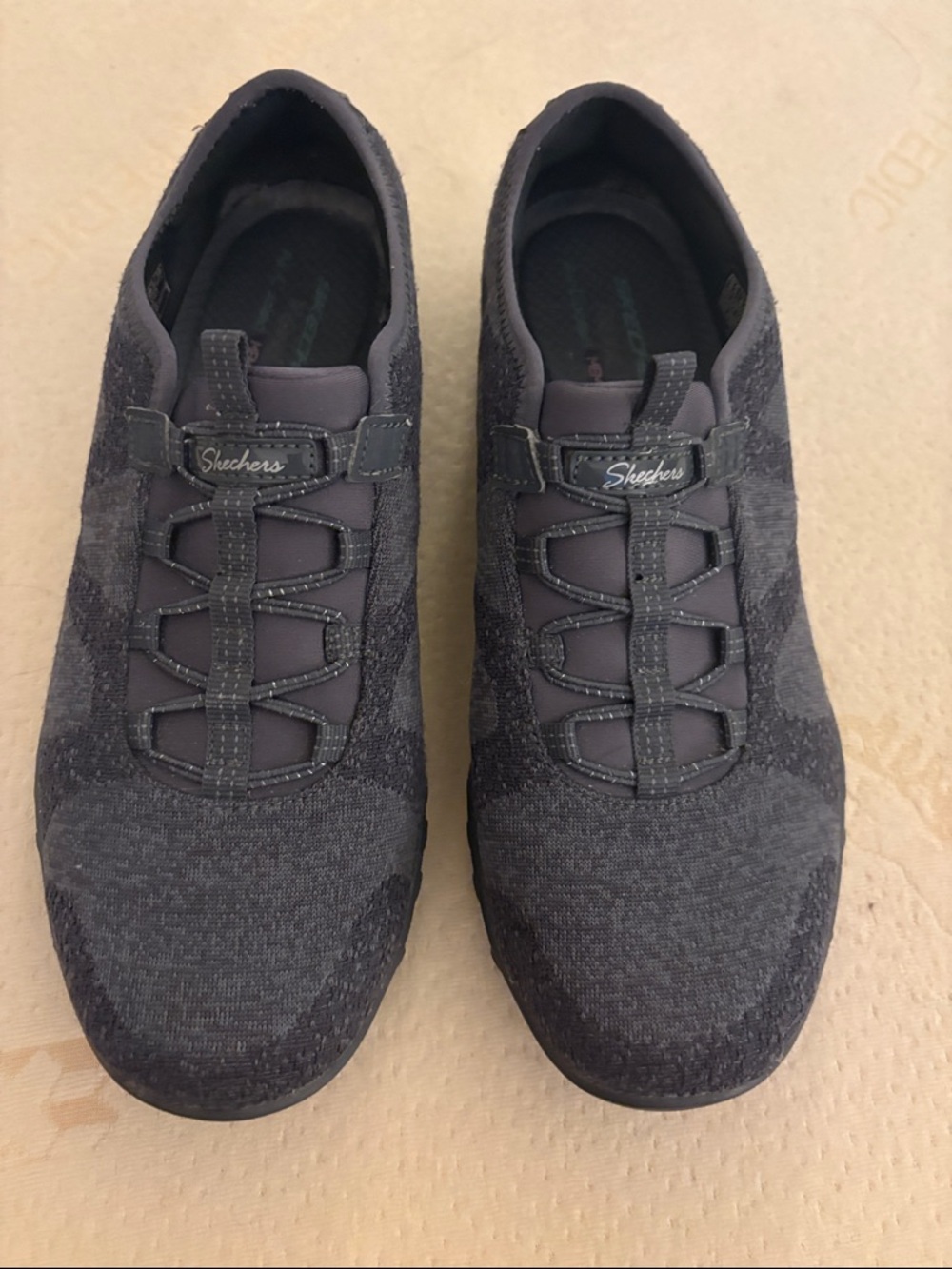 Skechers Women's Black Knit Slip-On Flats